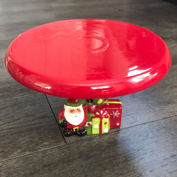 Ceramic Holiday Christmas Cake Plate Stand - Picture 5 of 8